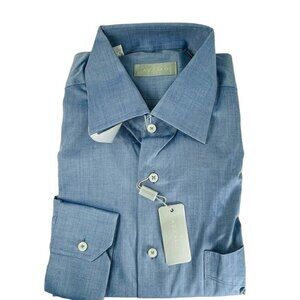Mens Button Down Dress Shirt Azzaro Blue Size L 44 New With Tags u